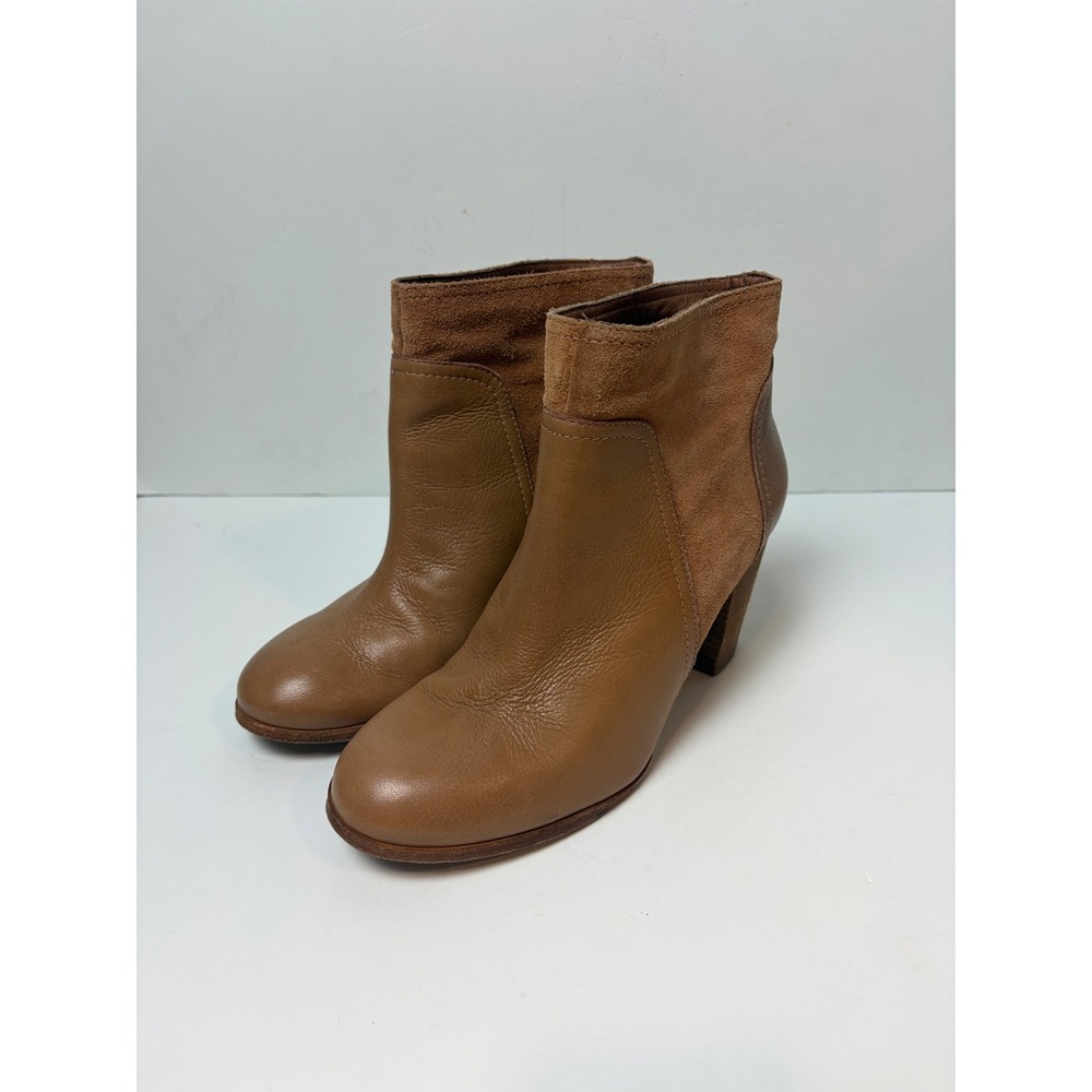 Kate Spade New‎ York Tan Leather Suede Mixed Media Block Heel Ankle Boots 7M